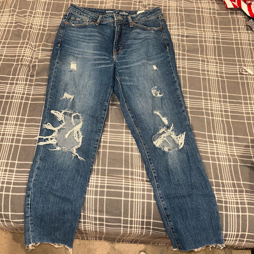 Old Navy Distressed Straight Leg Jeans - Blue